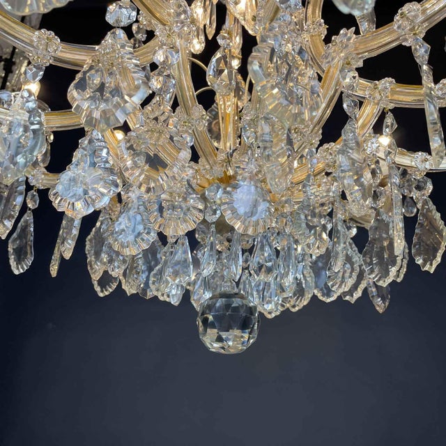 Antique Italian Maria Theresa Style Crystal Chandelier, 1950s For Sale - Image 3 of 15