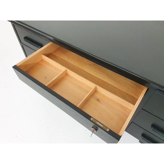 Large executive desk in black painted wood. In very good condition