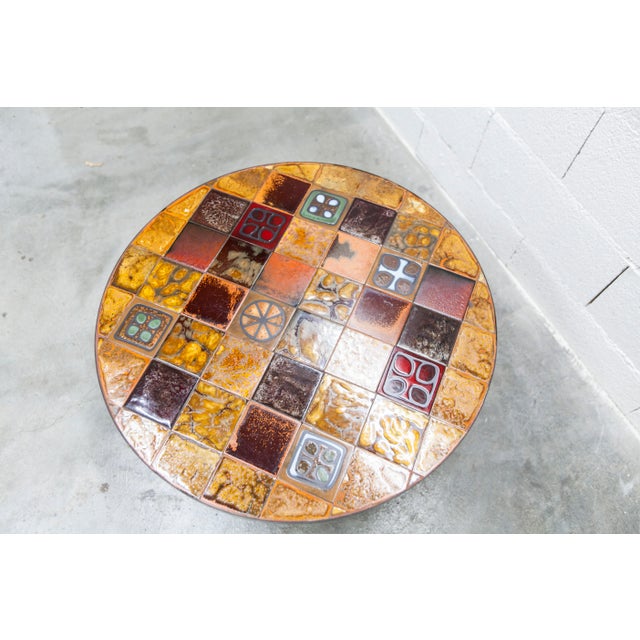 Round Ceramic Coffee Table attributed to Jean Gregorieff, 1960s For Sale - Image 9 of 15