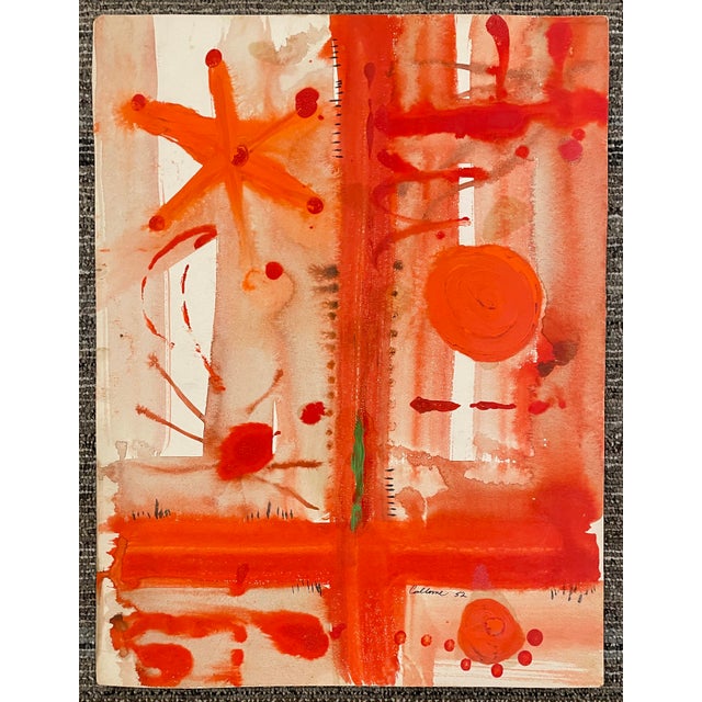 1950s 1952 Robert Colborne Abstract Oil Painting For Sale - Image 5 of 6