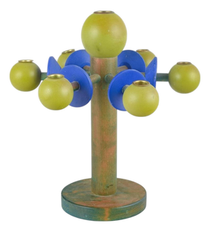Nora Stad Sweden Colorful Wooden Candlestick by Lisa Larson for Sandbergs, 1980s
