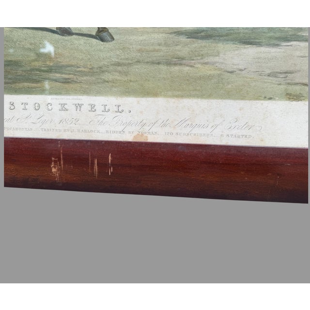 Late 19th Century Antique Mahogany Framed Horse Litho Print For Sale - Image 5 of 12