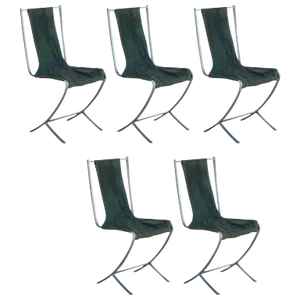 1970s Vintage Stainless Steel Chairs by Maison Jansen- Set of 5
