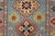 Kazak Runner 2’10” X 9’9” Blue Wool Tribal Hand-Knotted Oriental Rug For Sale - Image 9 of 13