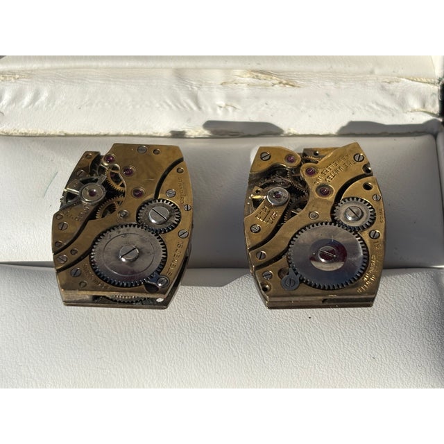 Large, intricate pair of cufflinks made from manual wind Swiss watch movements. Sterling Silver toggle backs, with large...