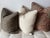 2020s Custom Beige Wool Twill Pillow-Leather Trim-Feather Insert-20" For Sale - Image 5 of 8