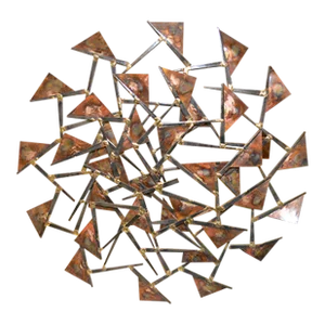 1970s Brutalist Copper Metal Brass & Black Iron / Nails Wall Art Sculpture - Weinstein / Bowie Style