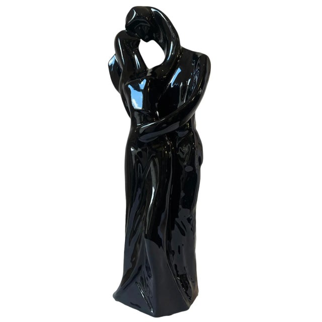 The Lovers Figurative Sculpture Black High Gloss Glaze Ceramic Statue