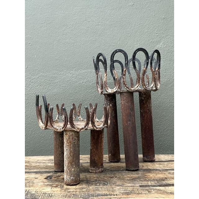 Vintage Rusty Horseshoe Tall Plant Stand For Sale - Image 4 of 12