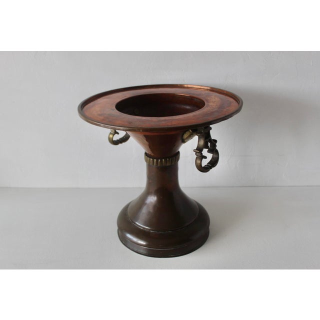 Turkish Vintage Ottoman Turkish Style Copper Brass Brazier Planter Side Table For Sale - Image 3 of 14
