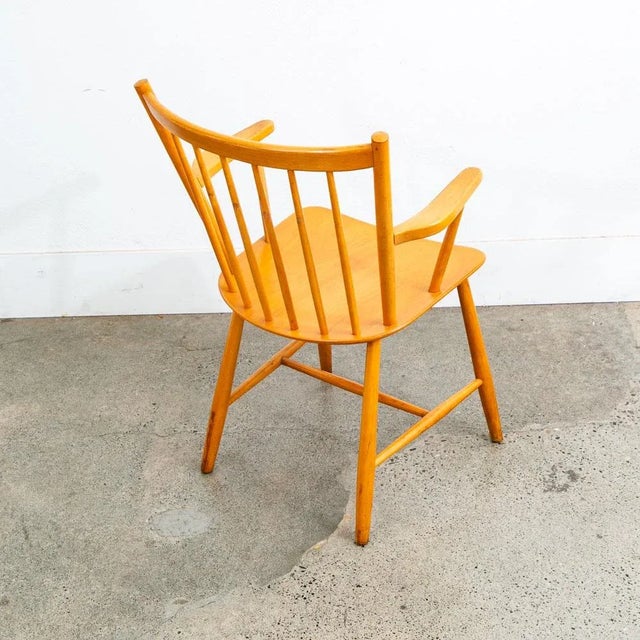 1960s Mid 20th Century Danish Modern Side Chair Armchair Wood FDB J42 Borge Mogensen MCM For Sale - Image 5 of 12