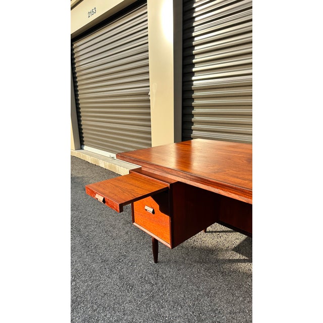 Wood Executive Desk W/ Floating Top For Sale - Image 7 of 8