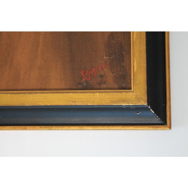 Wood Vintage Framed Moody Portrait Painting of a Hooded Monk For Sale - Image 7 of 11
