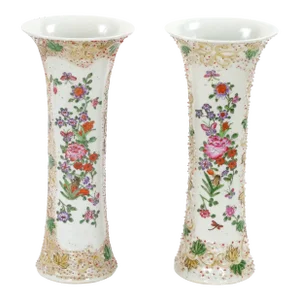 19th Century Continental Style Hand Decorated Exterior Floral Details Vase
