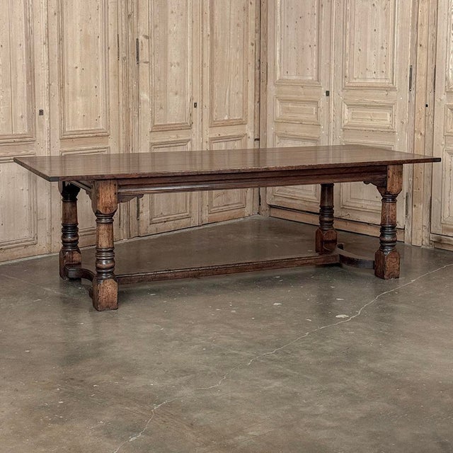 Late 18th Century 18th Century English Oak Trestle Dining Table With Turned Supports For Sale - Image 5 of 17