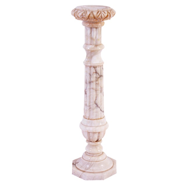 Italian Marble Column with Lighting, 1950s For Sale