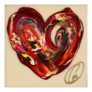 Born to Love XXXX - Original Heart Pop Art Mixed Media Acrylic and Resin on Wood Panel by Cynthia Coulombe-Bégin