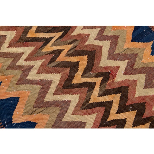 1960s Vintage Turkish Kilim Multicolor Handmade Geometric Wool Rug For Sale - Image 9 of 10