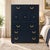 Ebony 1970s Vintage Henredon Artefacts Tall Chest in Midnight Blue With Brass Hardware For Sale - Image 8 of 8
