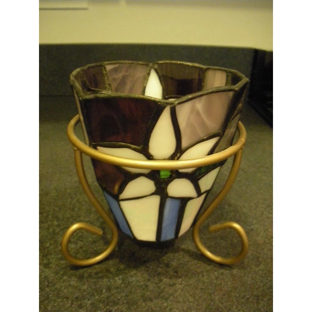 Mid 20th Century Vintage Stained Glass Holder for Plants For Sale - Image 5 of 9