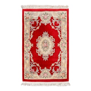 Chinese Floral Motif Rug, 6' 9" X 4' For Sale