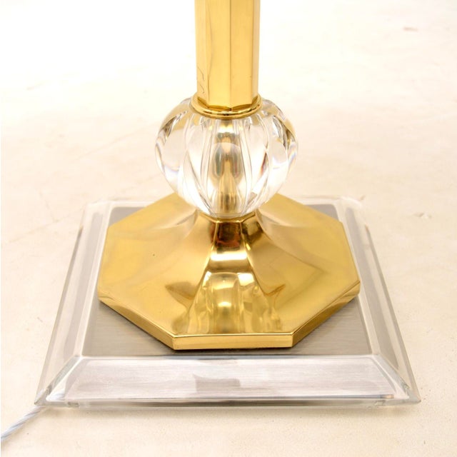 Gold Large Vintage Italian Brass, Glass, and Steel Table Lamp, 1970s For Sale - Image 8 of 9