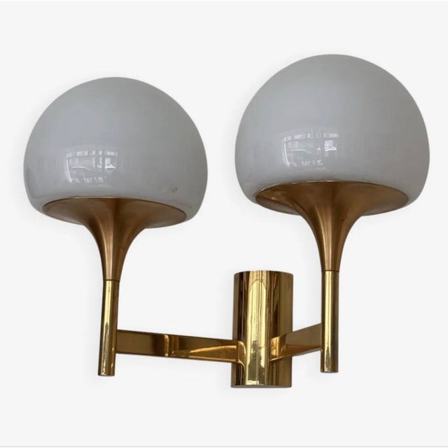 Metal Wall Sconce in Gilded Metal and Opaline Glass, 1970 For Sale - Image 7 of 7