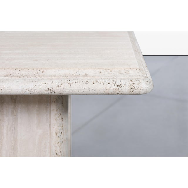 Ivory Vintage Italian Modern Travertine Side Tables With Bullnose Edge, 1980s For Sale - Image 8 of 13