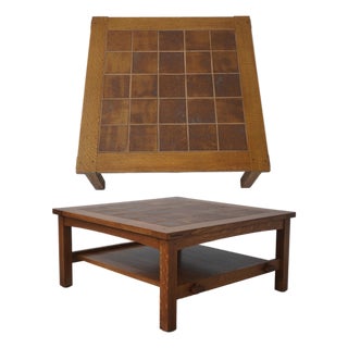 Stickley Mission Oak Tile Top Coffee Cocktail Table For Sale