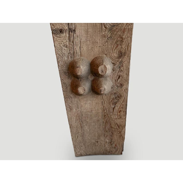 Tribal Andrianna Shamaris Ancient Hand Carved Batak Panel or Console Table For Sale - Image 3 of 6