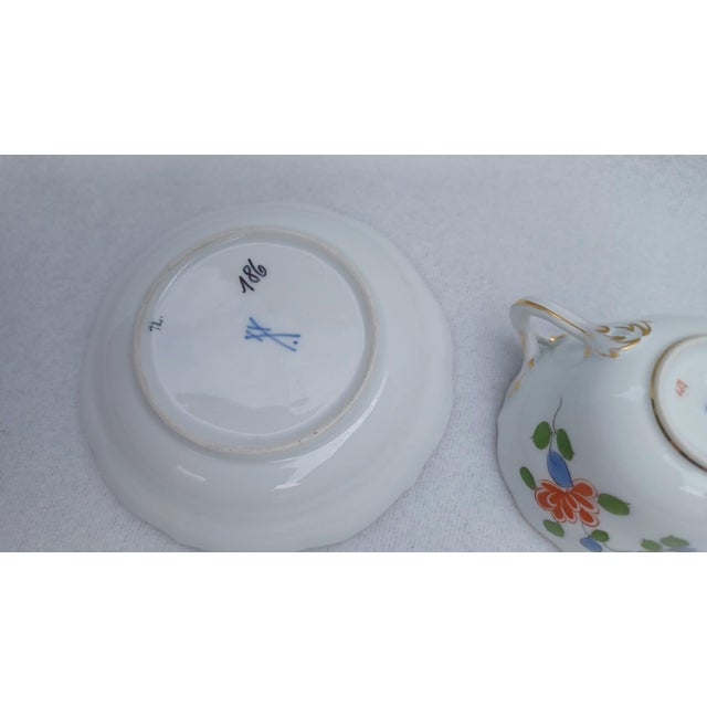 Ceramic Porcelain Mocha Espresso Cup and Saucer with Indian Orient Pattern from Meissen, 1950s For Sale - Image 7 of 8