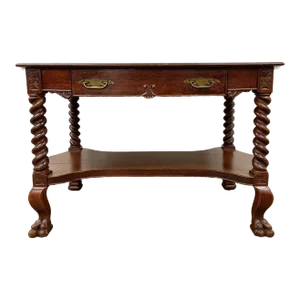 Vintage French Style Barley Twist Claw Foot Writing Desk Writing Table