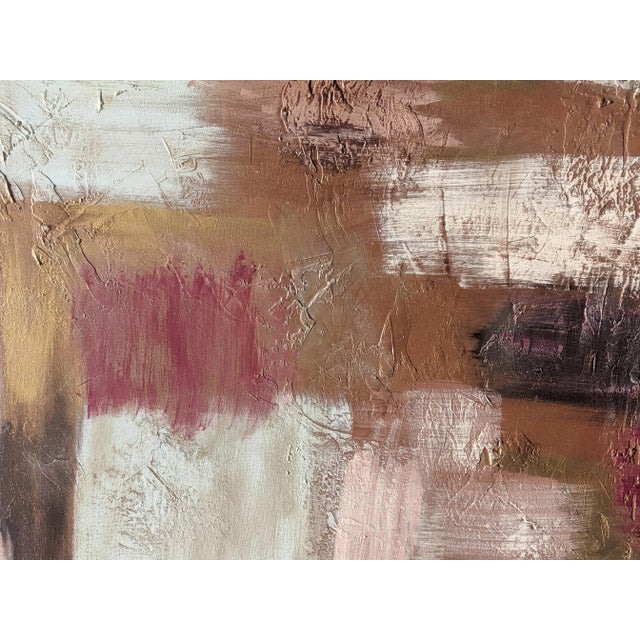 Contemporary Original Large Metallic Gold Abstract Painting on Canvas Signed For Sale - Image 3 of 10