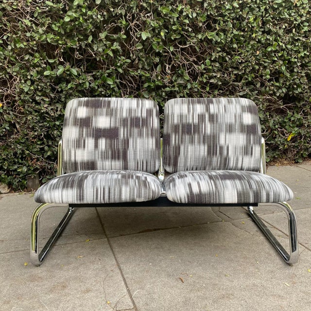 1960s Chrome Mid Century Space Age Loveseat Sofa For Sale - Image 4 of 7