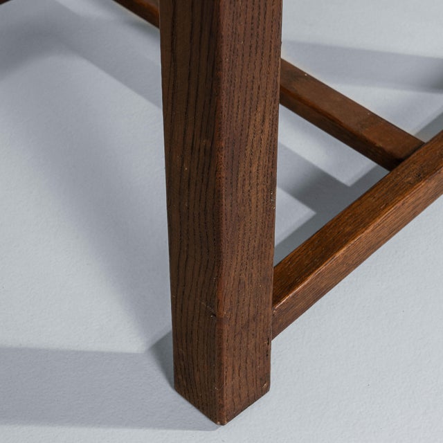 1970s French Oak Brutalist Dining Chairs With Upholstered Seats - Set of 6 For Sale - Image 9 of 18