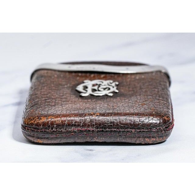Victorian Antique Leather Sterling Silver Cigar Case Holder Tobacciana For Sale - Image 4 of 11