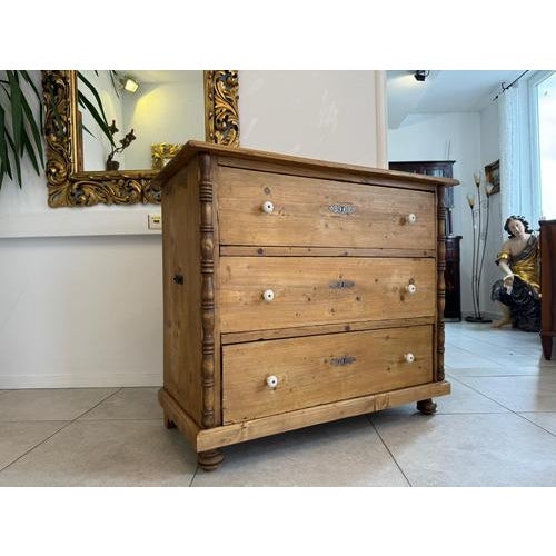 Brown Antique Biedermeier Chest of 3 Drawers For Sale - Image 8 of 18