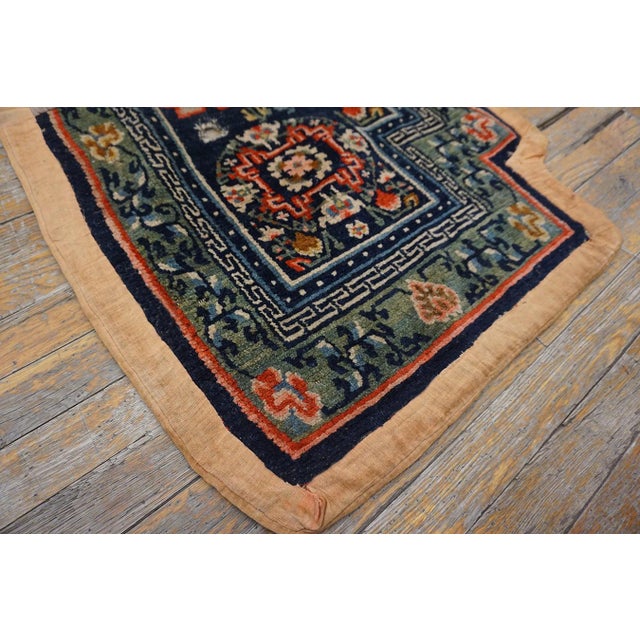 1930s Blue Navy Geometric Antique Horse Cover Rug 2'2"x4'4" Handknotted Wool Carpet For Sale - Image 10 of 10