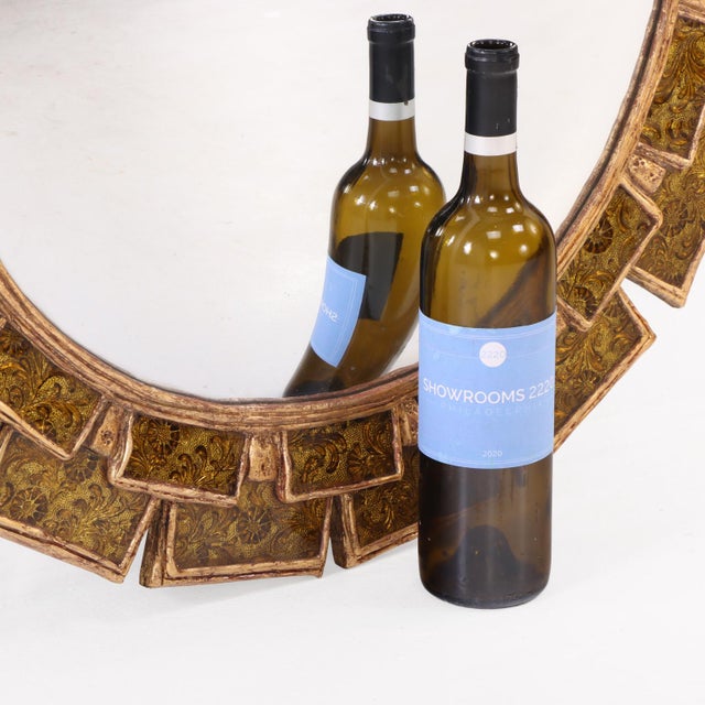 2000 - 2009 A Yellow Glass and Resin Convex Mirror, in the Manner of Line Vautrin. Contemporary. For Sale - Image 5 of 7