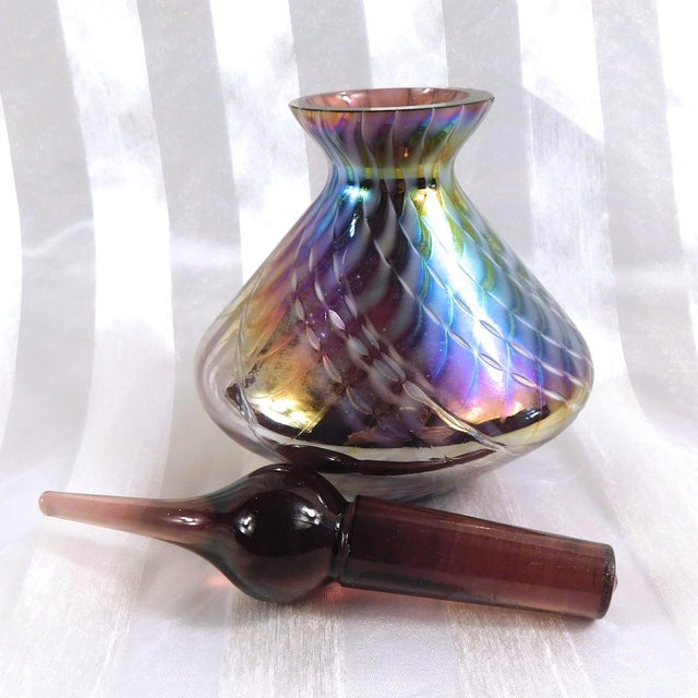 1970s Purple Rainbow Iridescent Perfume Bottle For Sale - Image 5 of 6