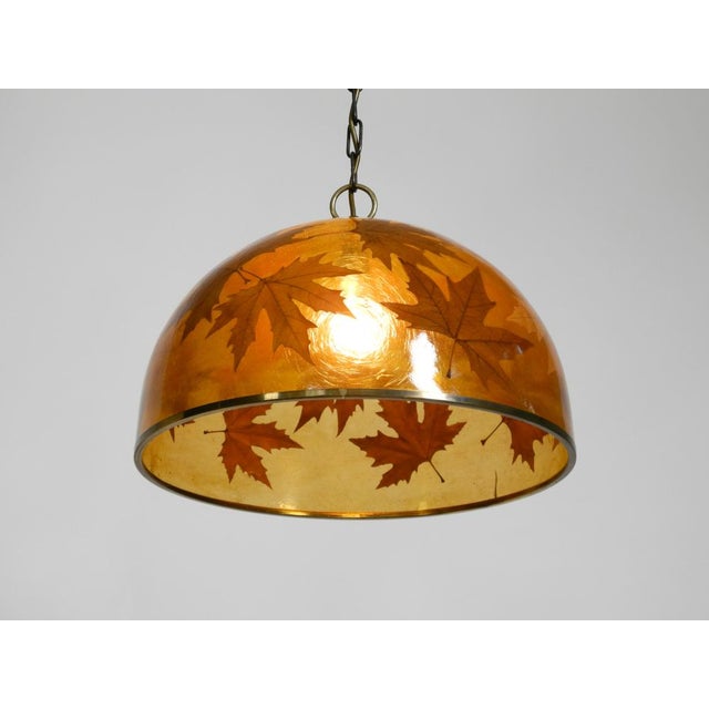 Large Italian Resin Pendant Lamp with Embedded Maple Leaves, 1970s For Sale - Image 13 of 18
