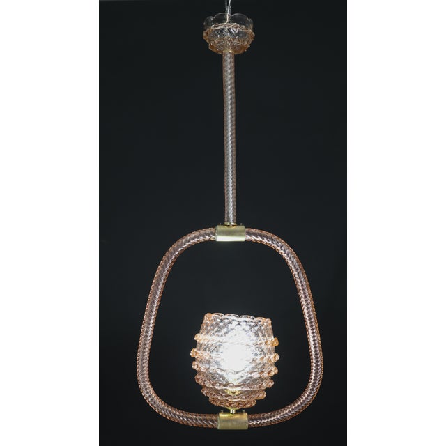 Glass 1940s Amazing Pink Art Deco Barovier E Toso Chandelier, Glass Murano For Sale - Image 7 of 16