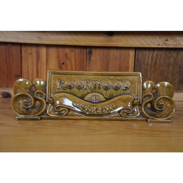 Ceramic 1980s Rookwood Pottery Cincinnati Dealer Scrolled Advertising Sign Plaque For Sale - Image 7 of 10