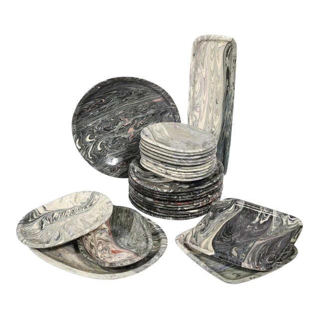 1950s Set of 23 Dinner/Platter/Salad Plates, Service for 8 Signed Jurg Lanrein For Sale