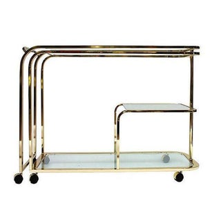 Brass and Glass Bar Cart by Milo Baughman for DIA For Sale