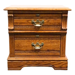 Lexington Furniture Recollections Solid Oak Rustic Country French 24" Two Drawer Nightstand 468-621 For Sale