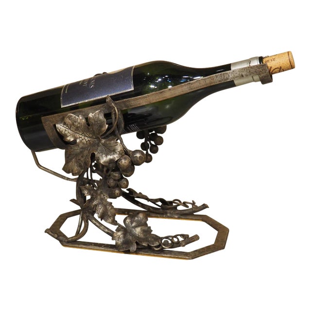 Antique French Wrought Iron Wine Bottle Cradle, Circa 1900 For Sale