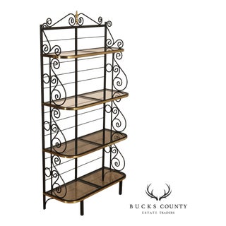 Morecraft French Country Style Wrought Iron And Glass Étagère For Sale