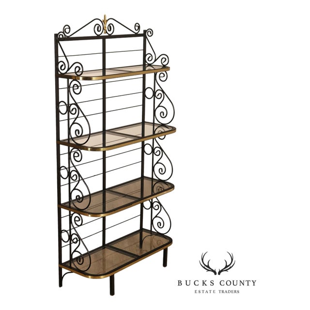 Morecraft French Country Style Wrought Iron And Glass Étagère For Sale