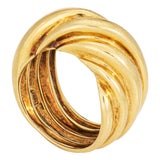 1980s Fluted Dome Ring Sz 6 Vintage 18k Yellow Gold Wide Band Estate Fine Jewelry For Sale